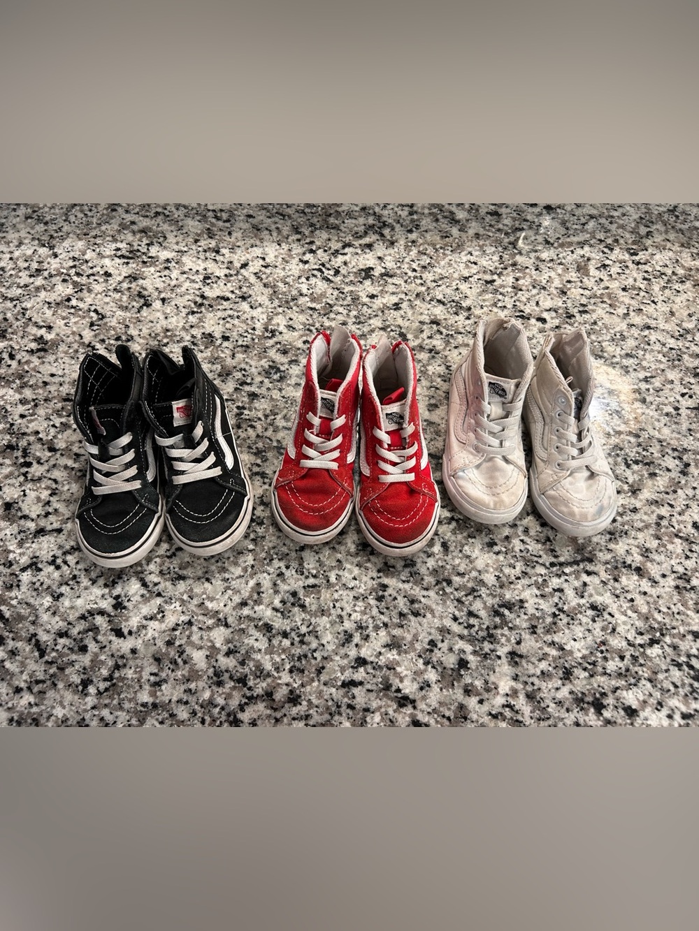 Vans Kids High-Top Sneakers in Black, Red, and White (Set of 3)